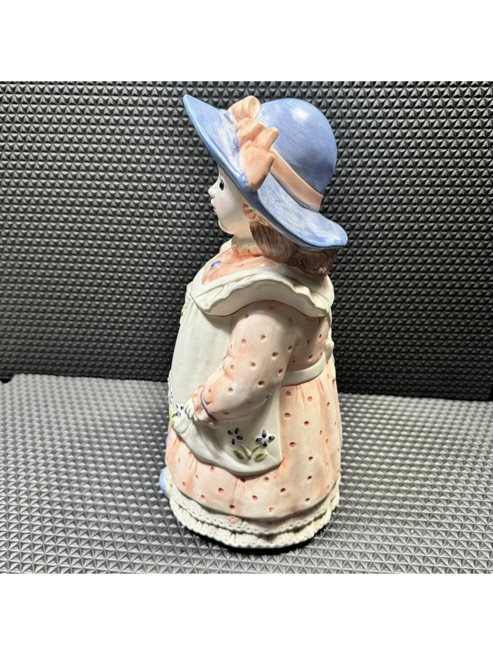 Takahashi Ceramic Bonnet Flower Maiden Girl Basket Cookie Jar 12” Vintage Japan